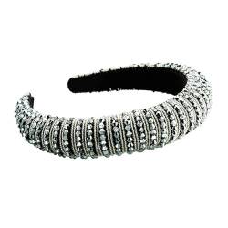 Luxus Voller Diamanten Handgewebte Perlen Stirnband Haarschmuck Weibliche Barock Schwamm Stirnband Haarband Kopfbedeckung Frau (Color : Silver, Size : Medium) von CHRISK