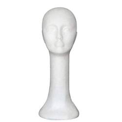 CHRONSTYLE Schaum Mannequin Weiblich Langer Hals Kopf Modell Für Haare Hut Perücke Gläser Standanzeige (Weiß, 45 cm) von CHRONSTYLE