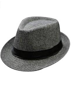 Trilby Hut Herringbone Damen/Herren - Stoffhut Classic mit Ripsband und Fischgrat-Muster - Trilbyhut Sommer/Winter - Fedora (Grau, Einheitsgröße) von CHRONSTYLE