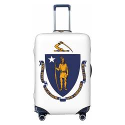 CHRYSM Gepäckabdeckung Minnesota State Flag Cover Protector Anti-Scratch Suitcase Cover Fits 18-32 Inch Suitcase S, Bundesstaatsflagge Massachusetts, X-Large, Art Deco von CHRYSM