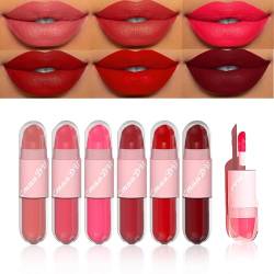 6 Farben Matte Flüssiger Lippenstift, Lipgloss Set Lipliner Bleistift, Wasserdichte Langlebige Matte Flüssigkeit, Antihaft-Tasse Lippenstift-Make-up-Set Kosmetik Make up von CHSEEO