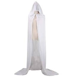 CHSYOO weißen Kapuzenmantel langen Samt Umhang mit Kapuze Robe für Halloween Kostüm Partei Hexe Teufel Vampir Kostüm Fancy Dress von CHSYOO