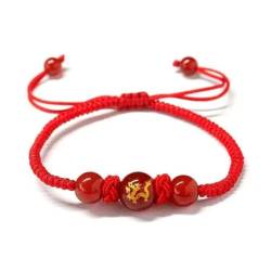 CHULIMAMAO Armband im chinesischen Modestil, rotes Seil, niedlicher Drachen-Armband, Ornamente, handverheißungsvoller Schmuck, Edelstahl von CHULIMAMAO