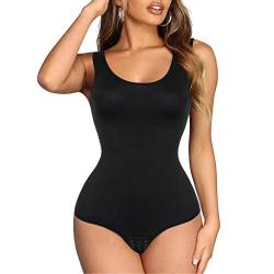 CHUMIAN Damen Bodysuit Shapewear Figurformender Bauchweg Body Shaper Waist Trainer Stark Formende Bodys Tank Tops Taillenformer Miederbody Shaping Unterwäsche (Schwarz, XX-Large) von CHUMIAN