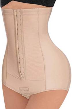 CHUMIAN Damen Figurenformend Miederslip Bauch Weg Stark Formend Miederhose Shapewear Po Push Up Unterwäsche (Beige, 2XL) von CHUMIAN