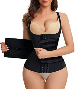 CHUMIAN Damen Taillenmieder Unterhemd Bauch Weg Trägertop Waist Trainer Unterbrust Korsett Corsage Body Shaper zur Haltungskorrektur (M, Schwarz) von CHUMIAN