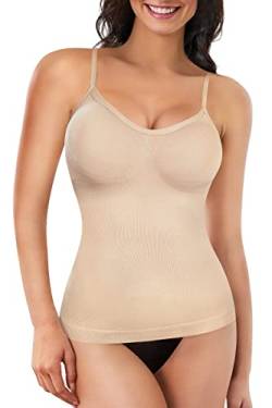 CHUMIAN Damen Unterhemden Spaghettiträger Camisole Top Damen Figurformender Shapewear Bauch Weg Body Shaper Shaping Bodysuit Nahtlose Unterhemd Unterwäsche (Beige, XL-2XL) von CHUMIAN