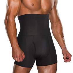 CHUMIAN Herren Kompression Unterhosen Boxershorts Shapewear Figurformende Unterwäsche Abnehmen Hohe Taille Body Shaper Kompressionshosen Männer Atmungsaktive Retroshorts (Schwarz, 3X-Large) von CHUMIAN