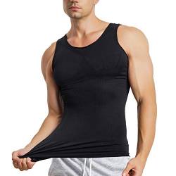 CHUMIAN Kompressions-T-Shirt für Herren, Tanktop für Fitness, schlankes T-Shirt, Schwarz 3XL/4XL von CHUMIAN