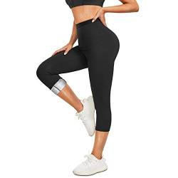 CHUMIAN Sauna Jogginghose Sporthose Damen Abnehmen Hosen Laufhose Hot Thermo Sweat Schwitzhose Schwitzen Leggings Pants Trainingshose Sweathose (Schwarz, S) von CHUMIAN