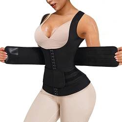 CHUMIAN Sauna Weste Damen mit Bauchweggürtel Neopren korsett Verstellbarer Bauchweg Taillenformer Fitness waist trainer shapewear tank top von CHUMIAN