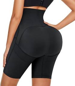 CHUMIAN Shapewear Damen Po Push Up Unterhose Bauchweg Butt Lifter Hohe Taille Miederpant Miederslip Bauch Weg Miederhose (Schwarz, L) von CHUMIAN