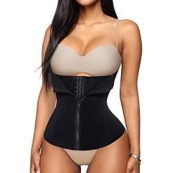 CHUMIAN Unterbrust Korsage Damen Waist Trainer Cincher Gürtel Korsett Bauch Weg Body Shaper Corsage Taillenformer Bauchweggürtel für Gewichtsverlust (Schwarz, Large) von CHUMIAN