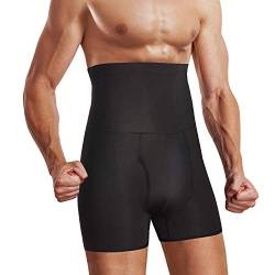 CHUMIAN Unterhose für Herren, hohe Taille, Kompression, Boxershorts, Bauchkontrolle, Schwarz L von CHUMIAN