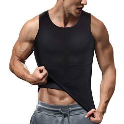 Chumian Herren Kompression Unterhemd Shapewear Bauch Weg Sport Fitness Figurformende Abnehmen Body Shaper Tank Top, Schwarz, L von CHUMIAN