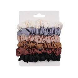 6PCS Satin Hair Scrunchies Elastische Haargummis Bänder Seil Pferdeschwanzhalter Stirnband für Frauen Mädchen Lockiges und dickes schweres Haar von CHUN