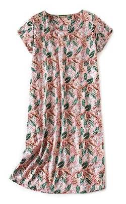 CHUNG Damen Nachthemden Kurzarm Nachtkleid Schlafhemd Sommer Schlafshirt Kurzarmshirt Baumwolle Nachtwäsche Mit Sterne Animals PinkFloral, XL von CHUNG