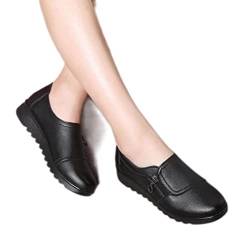 CHUNNUAN Herbst Damen Cut-Out Einfarbig Pu Loafer Seitlicher Reißverschluss Flache Freizeit Damen Arbeitsschuhe Oxford Mutter Einzelschuhe Schwarz, 41 von CHUNNUAN