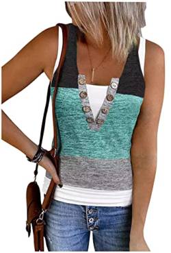 Damen Mandala Vintage Grafik Racerback Tank Tops Sommer Casual Loose O-Neck Tanks Weste Urlaub Klassische Passform Shirt Cami, Grünschwarz/Grau, Groß von CHUNTIANRAN