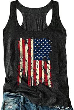 Damen Mandala Vintage Grafik Racerback Tank Tops Sommer Casual Lose O-Neck Tanks Weste Urlaub Klassische Passform Hemd Cami, USA-Flagge 7, X-Groß von CHUNTIANRAN