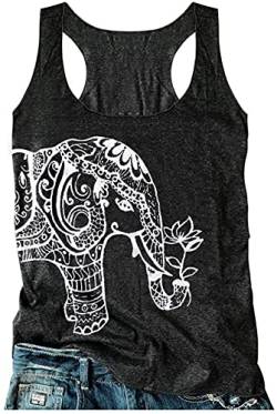 Damen-Tank-Top, Mandala-Vintage-Design, Racerback, lässig, lockerer Rundhalsausschnitt, klassischer Schnitt - - Mittel von CHUNTIANRAN