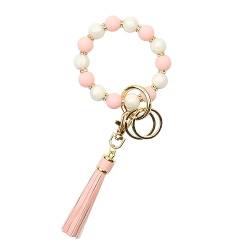 CHUQING Schlüsselanhänger Frauen Handgelen Schlüsselbund Armband Keychain Bracelet Schlüsselkette mit Silikon Perlen von CHUQING