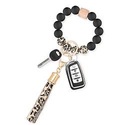 CHUQING Schlüsselanhänger Frauen Silikon Armband Schlüsselbund Auto Schlüsselanhänger Perlen Handgelen schlüsselkette für Damen von CHUQING