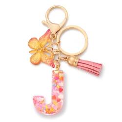CHUQING Schlüsselanhänger mit Anfangsbuchstaben für Mädchen und Frauen, Rosa, süßer Schmetterlings-Herz-Schlüsselanhänger für Rucksack, Schultasche von CHUQING