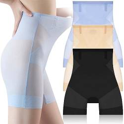 CHUSHEN Ultra Slim Tummy Control Hip Lift Panties 3PCS Cool Seamless Ice Fabric Cool Shapewear High-Waist Underwear (3Pcs-A,XL(60-65kg)) von CHUSHEN