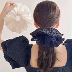 Große Haargummis aus Seidensatin für Frauen 2Pcs Elastische Haarbände Pferdeschwanzhalter Haarband Haarschmuck Zubehör für Mädchen & Damen Übergroß Satin Haargummis von CHUYIX
