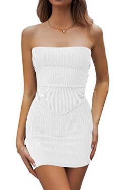 CHYRII Damen Sexy Sommer Zweiteilige Outfits Bandeau Ausgehen Crop Tops Bodycon Rock Sets Minikleid, Weiss/opulenter Garten, S von CHYRII