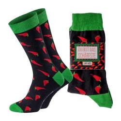 CHiLI Lifestyle Socks 1 Paar - Du bist das Schärfste - witzige Unisex Socken in 80% Baumwolle Größen 36-40 und 41-45 - Chili Socken lustige Sprüche von CHiLI Lifestyle Socks