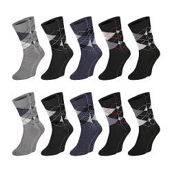 Chili Lifestyle Karo Socken Herren Damen, Weichbund ohne Gummidruck, nachhaltige Baumwolle, 10 Paar, schwarz grau jeansblau, 39-42/43-46, Größe:39/42 von CHiLI Lifestyle Socks