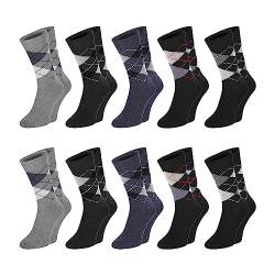 Chili Lifestyle Karo Socken Herren Damen, Weichbund ohne Gummidruck, nachhaltige Baumwolle, 10 Paar, schwarz grau jeansblau, 39-42/43-46, Größe:43/46 von CHiLI Lifestyle Socks