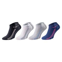 ChiliLifestyle Sneaker Woman Socken, 4 Paar, für Damen, Sport und Freizeit, atmungsaktiv, weiß, schwarz, blau, Jeans, grau, Baumwolle, designed in Germany von CHiLI Lifestyle Socks