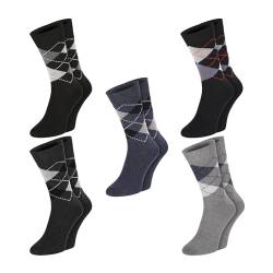 ChiliLifestyle Socken Karo Design, 5 Paar, für Damen und Herren, Baumwolle, Schwarz, Grau, Blau, Größe:43/46 von CHiLI Lifestyle Socks