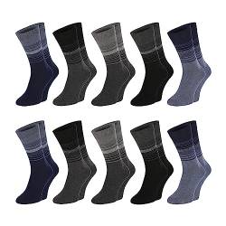 ChiliLifestyle Socken Streifen Design, 10 Paar, für Damen und Herren, Baumwolle, Schwarz, Grau, Blau, Größe:39/42 von CHiLI Lifestyle Socks