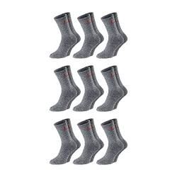 ChiliLifestyle Socken Trekking Wandern Arbeit Outdoor, 9 Paar, für Damen und Herren, mit Polster, aus Baumwolle, Grau Melange von CHiLI Lifestyle Socks