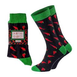 ChiliLifestyle Socks 1 Paar Geschenksocken mit witziger Banderole für Damen & Herren atmungsaktiv und nachhaltig produziert, Größe:36-40, Variante:Chili von CHiLI Lifestyle Socks