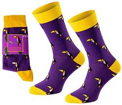 ChiliLifestyle Socks 1 Paar Geschenksocken mit witziger Banderole für Damen & Herren atmungsaktiv und nachhaltig produziert, Größe:41-45, Variante:Tucan von CHiLI Lifestyle Socks
