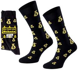 ChiliLifestyle Socks Motivsocken "Du bist ein Schatz" Größe 36-40 für Damen & Herren Geldsack-Motiv atmungsaktiv nachhaltig produziert von CHiLI Lifestyle Socks