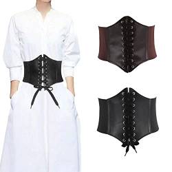 CHmiss 2Pcs Frauen Tied Waspie Gürtel,Damen elastischen Korsett,Korsett Damen Gürtel,Retro Gürtel,Korsett Elastische Taille Gürtel,Tied Waspie Gürtel,für Halloween Party für Damen Grils von CHmiss