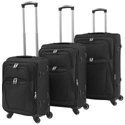 CIADAZ 3-TLG. Weichgepäck Trolley-Set, Koffer Set, Hartschalenkoffer Set, Reisekoffer, Reisetrolley Mit Rollen, Luggage Set, Schwarz von CIADAZ