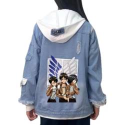 Mädchen Damen Jacke Unisex Hoodies Jeansjacke Mantel Sweatshirt Kapuze CosplayKostüm (Blau, XL/170-175cm) von CICCB-DAMOY