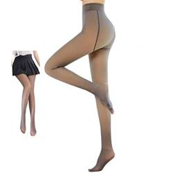 CICIYONER Damen Strumpfhosen Plüschstrümpfe Perfekt Beine abnehmen Gefälschte durchscheinend Warm Fleece Pantyhose -wärmende Thermostrumpfhose für Damen (Taille: 60-90cm, Kaffee) von CICIYONER