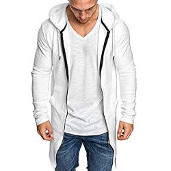 CICIYONER Herren Strickjacke Strickmantel Strickpullover Pulli Strickpulli Kapuzenpulli Lang Cardigan Mantel Jacke Hoodie Sweatshirt Sweatblazer Multi-Color und Multi-Size (L, Weiß-neu) von CICIYONER