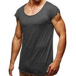 CICIYONER Herren Tshirts Sommer Männer Casual Oansatz Sport Loose Plain Kurzarm T-Shirt Top Bluse Weiß Weinrot Schwarz Rot Dunkelgrau S M L XL XXL von CICIYONER