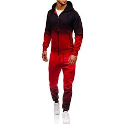 CICIYONER Trainingsanzug Herren Jogginganzug Muscle Sweatshirt + Hosen Sport Tarnung Tankshirt Sets Sportkleidung Männer Fitness Bodybuilding M-XXXL (M, Rot-2) von CICIYONER