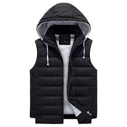 CIDCIJN Herren Daunenweste,Herren Winter Warme Mode Freizeit Arbeitsweste Kapuze Reißverschluss Feste Ärmellose Jacke, Im Freien, Sport, Laufen, Schwarze Weste Männer, 8Xl von CIDCIJN