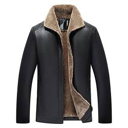 CIDCIJN Herren Lederjacke - Herbst Herren Pu Lederjacke Russische Winter Dick Faux Lammfell Ledermantel Casual Flocking Motorrad Lederjacke Männer, Schwarz, Xl von CIDCIJN